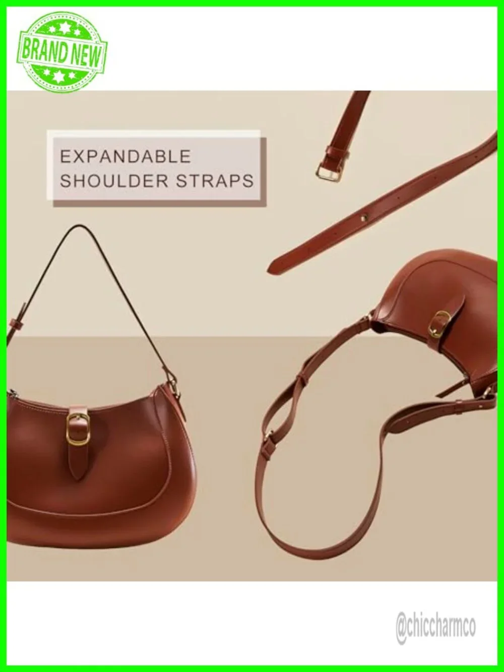 Vegan Leather Crescent Hobo Bag Adjustable Crossbody Shoulder Purse
